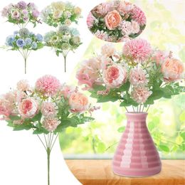 Decorative Flowers Artificial Roses Wedding Home Autumn Decoration High Quality Big Bouquet Luxury Fake Flower Arrangement Bulk #t2p