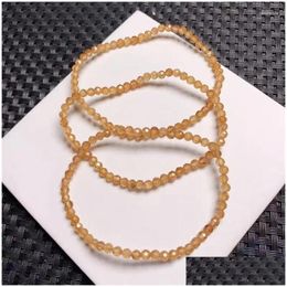 Chain Link Bracelets 3.5Mm Natural Orange Garnet Facet Bracelet Crystal Reiki Healing Stone Fashion Jewellery Gifting Gift For Women 1Pc Otuxj