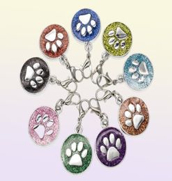 20PCSlot Colors 18mm footprints Cat Dog paw print hang pendant charms with lobster clasp fit for diy keychains fashion jewelrys6249771