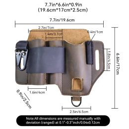 RIYAO Multitool Leather Sheath EDC Pocket Organiser For Belt Vintage Multi Tool Pouch With Flashlight Holster For SOG Leatherman