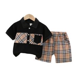 Boys Girls Summer Clothing Sets Lovely Baby Short Sleeve Tracksuits Designer Lapel Shirts Shorts two-piece Suits BH241