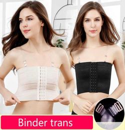 Ruoru Les Lesbian Breathable Buckle Short Chest Breast Binder Trans With Bra Straps Tops Breast Tomboy Bra Intimates Shaper H10182507154