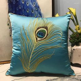 Pillow Feather European Style Embroidered Cotton And Linen Pillowcase Cover Without Core Living Room Decorative