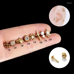 Stud Earrings 1Piece G23 Titanium Steel Earring For Women 1.2 8mm Piercing Flat Studs Lip Ear Cuffs