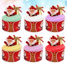 1pc Creative Christmas Cake Shape Towel Washcloth Xmas Gift Party Supplies for Kids (Random Color) (Bell)