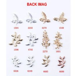 10 Pcs/Lot Tree Branch Leaves Flower Gold Silver Rhinestone Buttons Flatback Ornaments For DIY Crafts Hair Bouquet Accessories