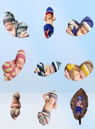 Newborn Pography Props Baby Boy Girl Poshoot Crochet Striped Outfit Infant Birthday Picture Shoot Clothes Baby Shower Gift3338450