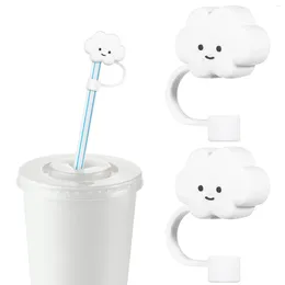 Disposable Cups Straws 2pcs Cloud Straw Plug Reusable Drinking Dust Cap Silicone Tips For Metal Rubber Covers Protector Caps Toppers