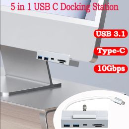 Hubs 5 in 1 Aluminium Alloy USB 3.0 Hub TypeC Adapter Splitter with SD/TF Card Reader Cliptype for 2021 IMac 24 Inch For PC Laptop