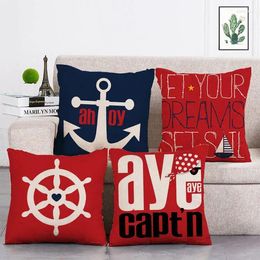 Pillow Customised Pillowcases Nautical Stripe Life Buoy Anchor S Cover El Linen Ocean Decorative Throw Case T215