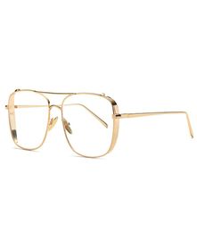 Rock style luxury sunglasses for men square clear lens glasses rim mens full frame oversized vintage gold silver metal sunglasses5683625