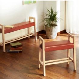 Wood Shoe Changing Stool Porch Sofa Footrest with Nordic Leather Household Bedroom Bed End Rack for Elegant and Functional