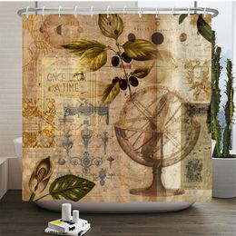 Nordic style Shower Curtain Vintage style Rose Flower 3D Creative Print Fabric Waterproof Bathroom Curtain Decor with 12 Hooks