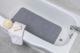 Bath Mats Practical Grey Safety Grip PVC Anti-slip And Anti-drop Mat Strong Water Absorption Soft Skin 36" X 17"(2 Pieces)