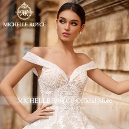 Michelle Royce A-Line Wedding Dresses For Women 2024 Bride Elegant Sweetheart Off Shoulder Beaded Appliques Lace Up Wedding Gown