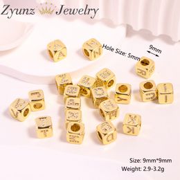 26PCS, 6MM/9MM Micro Pave CZ Square Letter Spacer Connector Beads for jewelry Making Accessories Wholesale