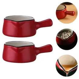 Plates 2pcs Sauce Dish Dipping Bowls With Handle Pan Pot Seasoning Ceramic Butter Warmer Porcelain Dining Set 42 Pieces