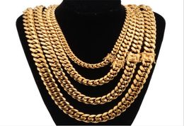 Stainless Steel 18K Gold Plated Necklace High Polished Miami Cuba Link Chain Jewellery Necklace Men Punk Hip Hop Chain 8mm 10mm 12mm8720945