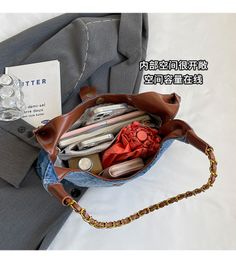 Brand Designer Denim Plaid Quilted Women's Shoulder Bag Casual Chain Jeans Crossbody Bag Large Hobos Handbag