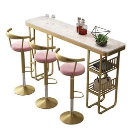 Home Balcony Bar Tables Nordic Commercial Against The Wall Long Tables Milk Tea Shop Cafe High Bar Table And Chair Combination