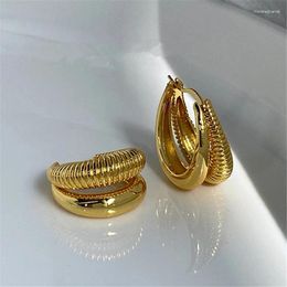 Hoop Earrings European And American Trend Design Feeling Cold Wind Brass Spiral Twill For Women Fashion Retro Jewelry Accessories