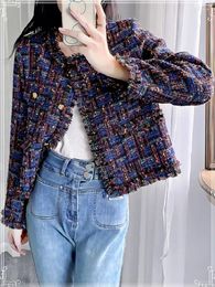 Women's Jackets Arrival High Quality Fashion Crew Neck Colors Tweed Jacket For Woman Luxury Tassel Elegant Lady Autumn Winter