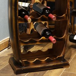 Vintage Wooden Barrel Wine Cabinet, Red Wine Rack, Wine Storage, Cellar Bar, European Style, 15 Bottles