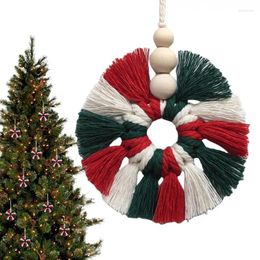 Decorative Flowers Macrame Christmas Wreath Angel Pendant Boho Wall Hanging Ornament Decor Decorations For Home Navidad