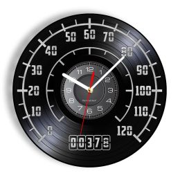 Car Gauges Speedometer Tachometer Odometer Retro Music Album Laser Cut Wall Clock Gas Fuel Vehicle Instrument Garage Wall Watch