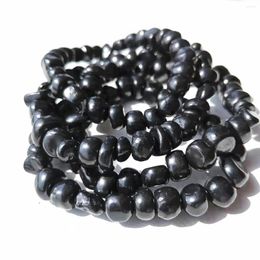 Decorative Figurines Natural Shungite Irregular Beads Loose Black Mineral Crystal Stretch Beaded Bracelet 1pc