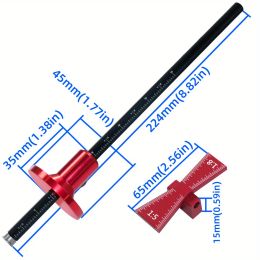 Bearing Wheel Cutter for Soft Wood ,Inch/MM Scale Ruler, Marking Gauge Dovetail Jig 1:5 1:8 Guide Aluminium Alloy Scribing Tool