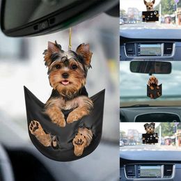 1 PCS Funny Car Puppy Pendant Creative Pet Shape Keychain Accessories Simple Rearview Mirror Ornament