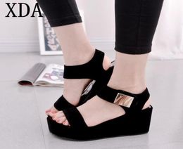 Xda Sandals Women Summer Shoes Woman Wedges Platform Sandals Fashion Fish Mouth Rome Sandals White Black Women Shoes Pure Color Y19008189