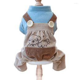 Dog Apparel Cat Jumpsuit Hoodie Corduroy&Bear Design Outfit Spring/Summer Coat Jacket Clothes