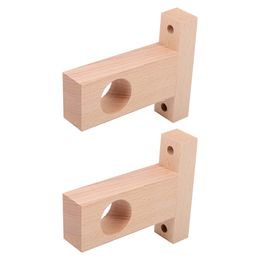 Roman Pole Bracket Wooden Rod Holder Bath Curtain Shower End Support Ceiling Hook