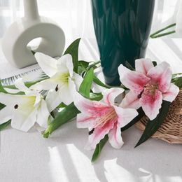 Decorative Flowers Artificial For Wedding Decorations Simulation Lilium Brownii Pographic Scene Arrangement Home Party Decoration