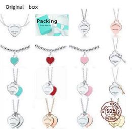 S925 Sterling Silver Necklace Pendant Luxury Love Necklaces Female Designer Jewellery Exquisite Craftsmanship Classic Blue Heart5852595