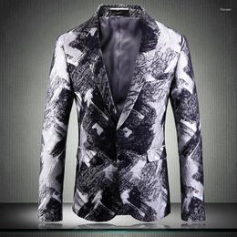 Men's Suits Man Blazer Male British Fashion Urban Style Plus Size Youth Slim Black Pattern Party Prom Tuxedos Mens Jacket