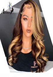 Brown Blonde Highlight Wig 13x6 Lace Front Human Hair Wigs Body Wave Atina Full 360 Lace Frontal Wig Remy Hd Closure9822322