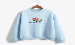 Women Hoodies Autumn Winter Sweatshirts Cartoon Kawaii Sushi Japanese Print Fleece Loose Moletom Feminino Harajuku Pullover 2104172301913