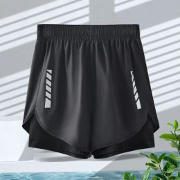 Pants Quick Dry Fitness Double Layer Short Pants for Sport Training Gym Bodybuilding Ice Silk Shorts Men Outdoor Sports Running Shorts