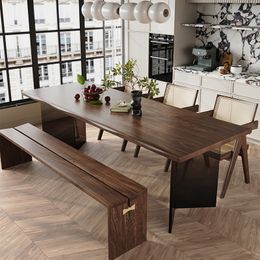 Gradient Acrylic Suspended Dining Tables Nordic Dining Room Furniture Kitchen Rectangular Solid Wood Dining Table and Chairs Set