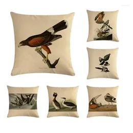 Pillow Nordic Style Cover 45x45CM Hand Painted Waterfowl Series Print Decorative Pillows Home Bedroom Sofa Bed Linen Pillowcase