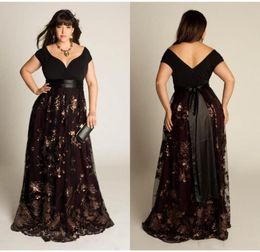 Plus Size Luxury Couture Prom Gown Capped Short Sleeve Floor Length Sexy Open Back Sequins Applique Sash Party Dresses For Women A2136184