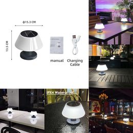 New Rechargeable Outdoor Modern Home Garden Decor Light Solar Led Table Lamp Night Light For Restaurant Bar Patio