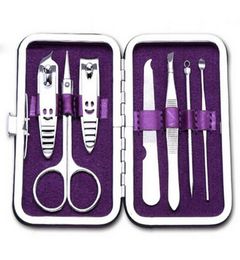 Whole7pcs Nail Tools New Arrival Manicure Set Nail Care Clippers Scissors Travel Grooming Kits Case2993871