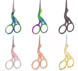 100PcsLot Durable Stainless Steel Vintage Classic Embroidery Scissors 94mm Nail Art Stork Crane Bird Scissor Cutters Styling Tool7490454