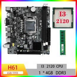 Motherboards Motherboard cpu ram combo kit H61 lga 1155 I3 2120 motherboards for pc gaming 4GB DDR3 Memory mini itx Motherboard set