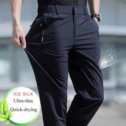 Pants New Elastic Mens Hiking Pants Summer Quick Drying Waterproof Breathable Ultra Thin Outdoor Climbing Trekking Mens Trousers PN69