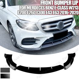 For MercedesBenz E-Class W213 E200 E220 E300 E63 AMG 2016 2017 2018 2019 2020 Front Bumper Lip Splitter Spoile Spoiler ABS Black